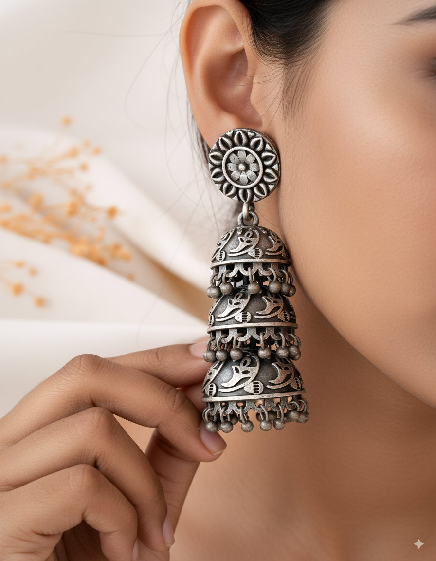 Tribal Harmony Dandiya Jhumka Earrings